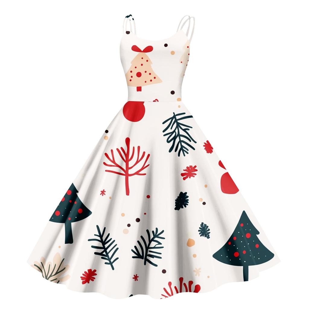 Женские рождественские подарки, напечатанная шапка Санты, сексуальное платье с открытыми плечами в стиле панк-винтаж