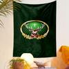 Wall Hanging Tapestry - Saint Hubert Deer Cross Gold Green Crest Religious Art Home for Dorm Room