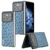 For Xiaomi Mix Fold 4 5G Case Genuine Cow Leather+PC Phone Cover Ostrich Texture