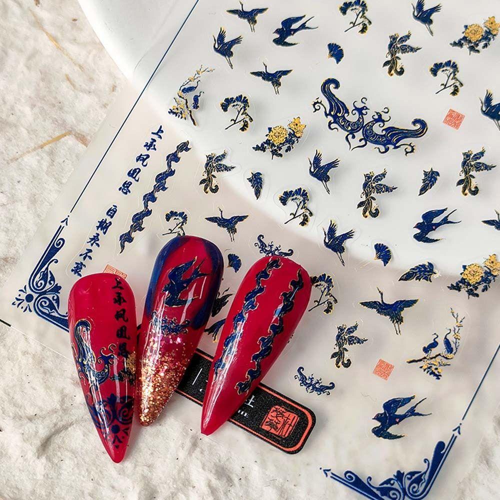 Весенний фестиваль, китайский дракон, новогодние наклейки для ногтей, китайские украшения для дизайна ногтей, маникюрный салон