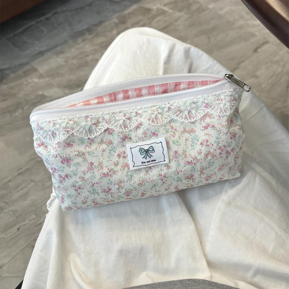 Lace Floral Design Pencil Case Large Capacity Stationery Organizer Fresh Pen Bag Gift