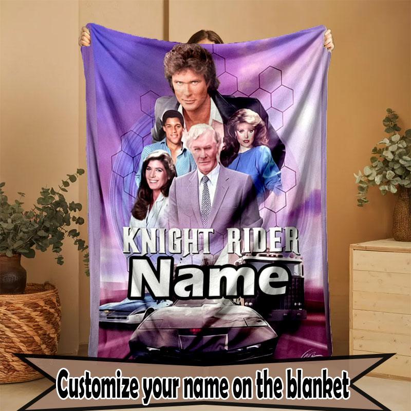 Custom Name Personalized Knight Rider Print Blanket, Home Decor, Bedroom, Sofa, Camping, Couch, Gifts for Birthday Christmas