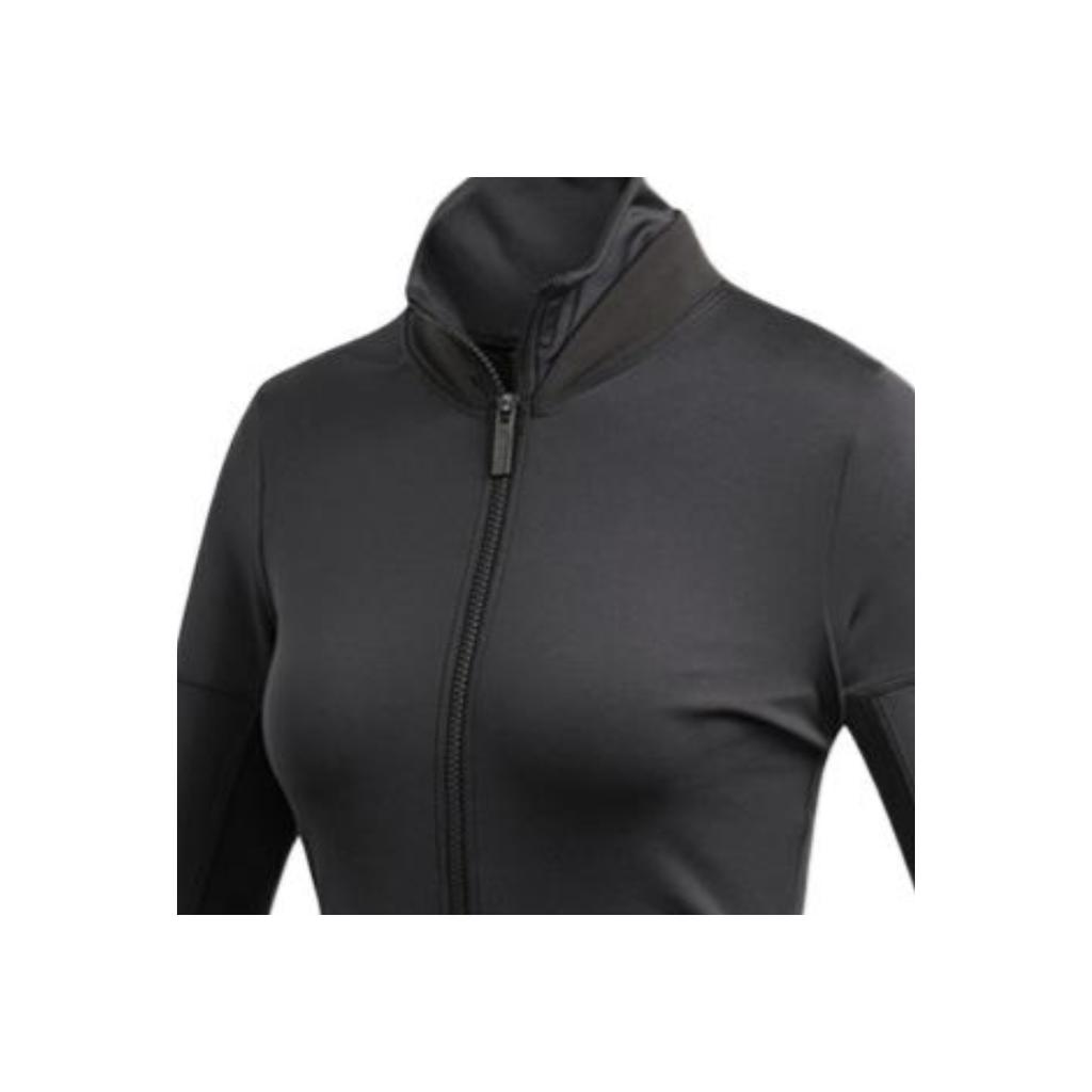 Adidas Solid Color Stand Collar Zip Casual Sports Training Jacket Women Jackets Black DM5362