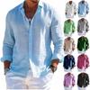 Men's Long Sleeve Linen Shirt Turn-Down Collar Shirt Business Casual Shirt Business Shirt Regular Fit Shirt