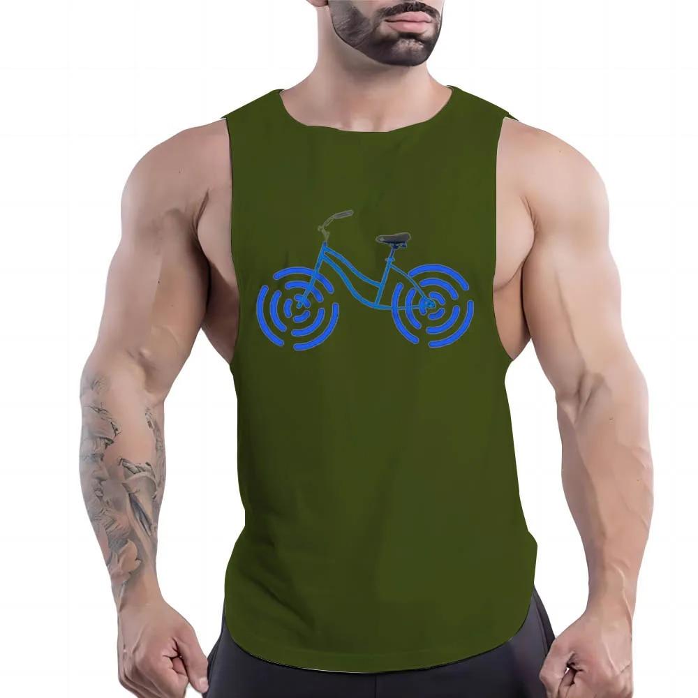 Summer Adult Men'S Casual Sports Crew-Neck Vest Creative Bike 2d Print Trend Comfortable Simple Breathable Sleeveless T-Shirt