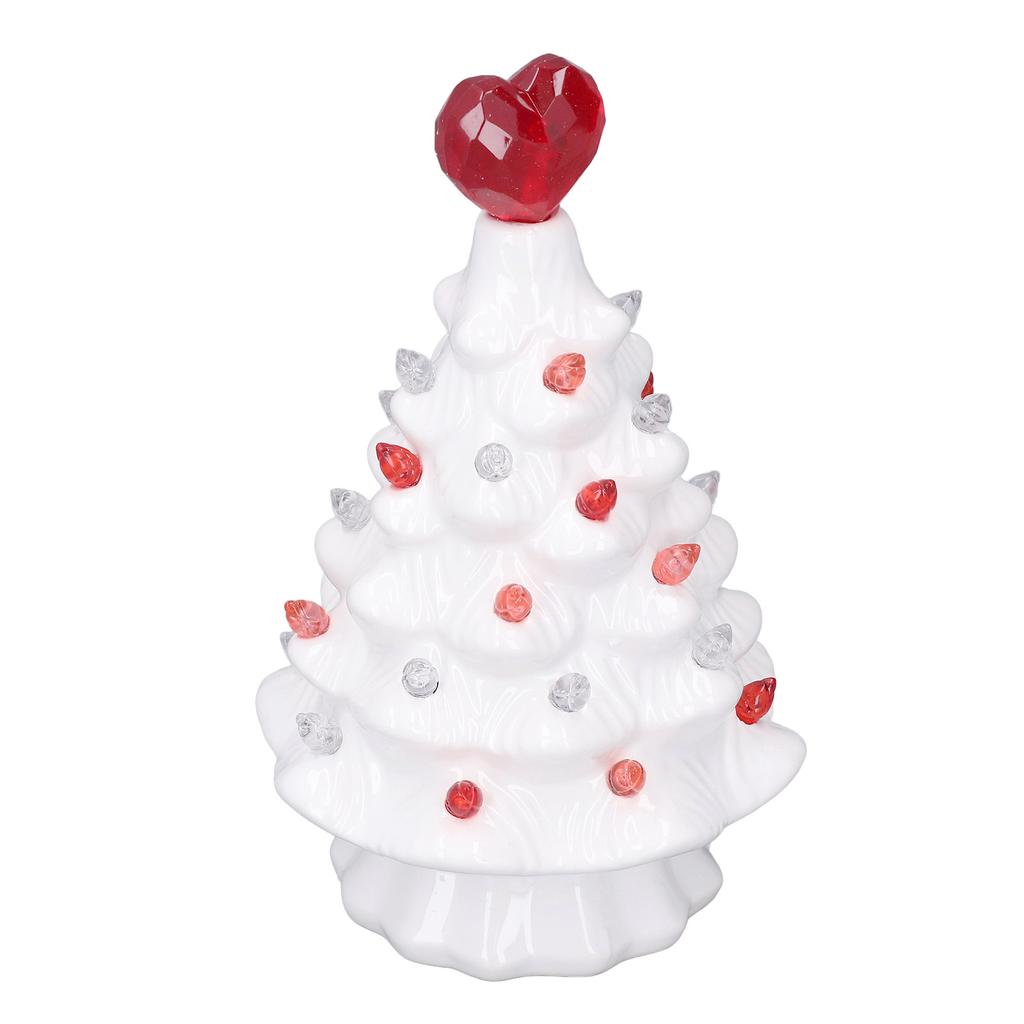 White Ceramic Tree LED Light Up Tabletop Tree Heart Topper Vintage Retro Centerpiece for Holiday Par