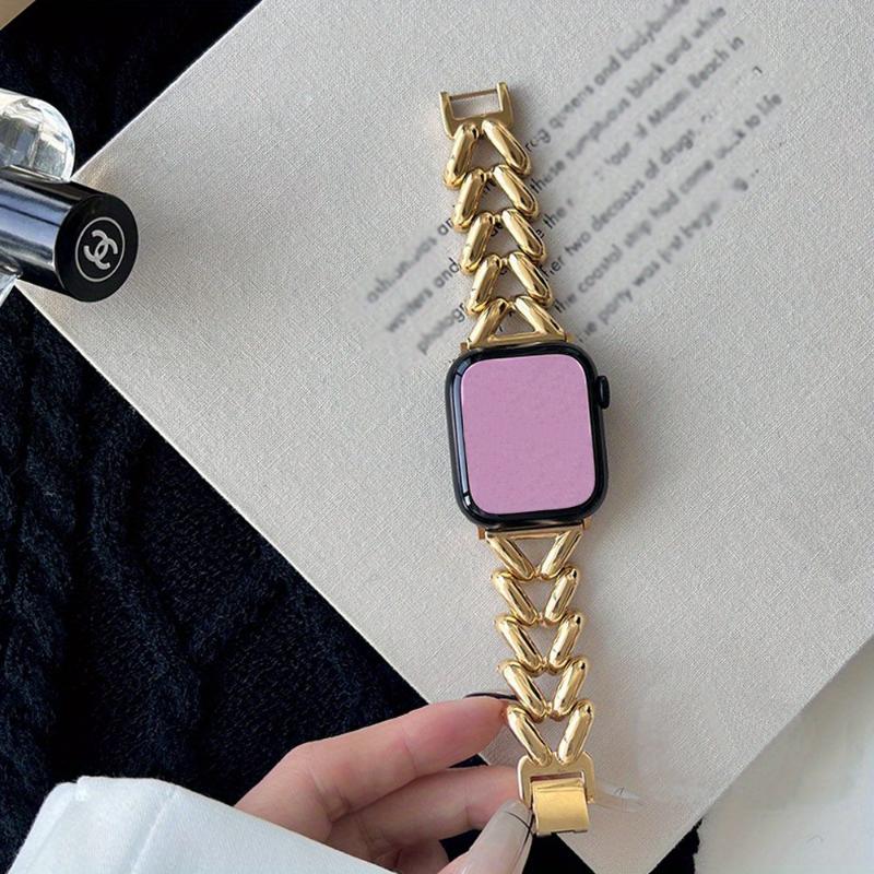 Роскошный однотонный браслет из нержавеющей стали для Apple Watch Ultra 49, 42, 40 мм, 44, 41 мм, 45 мм, ремешок для IWatch 8, 7, 6 SE, 5, 4, 3, 2, женский ремешок