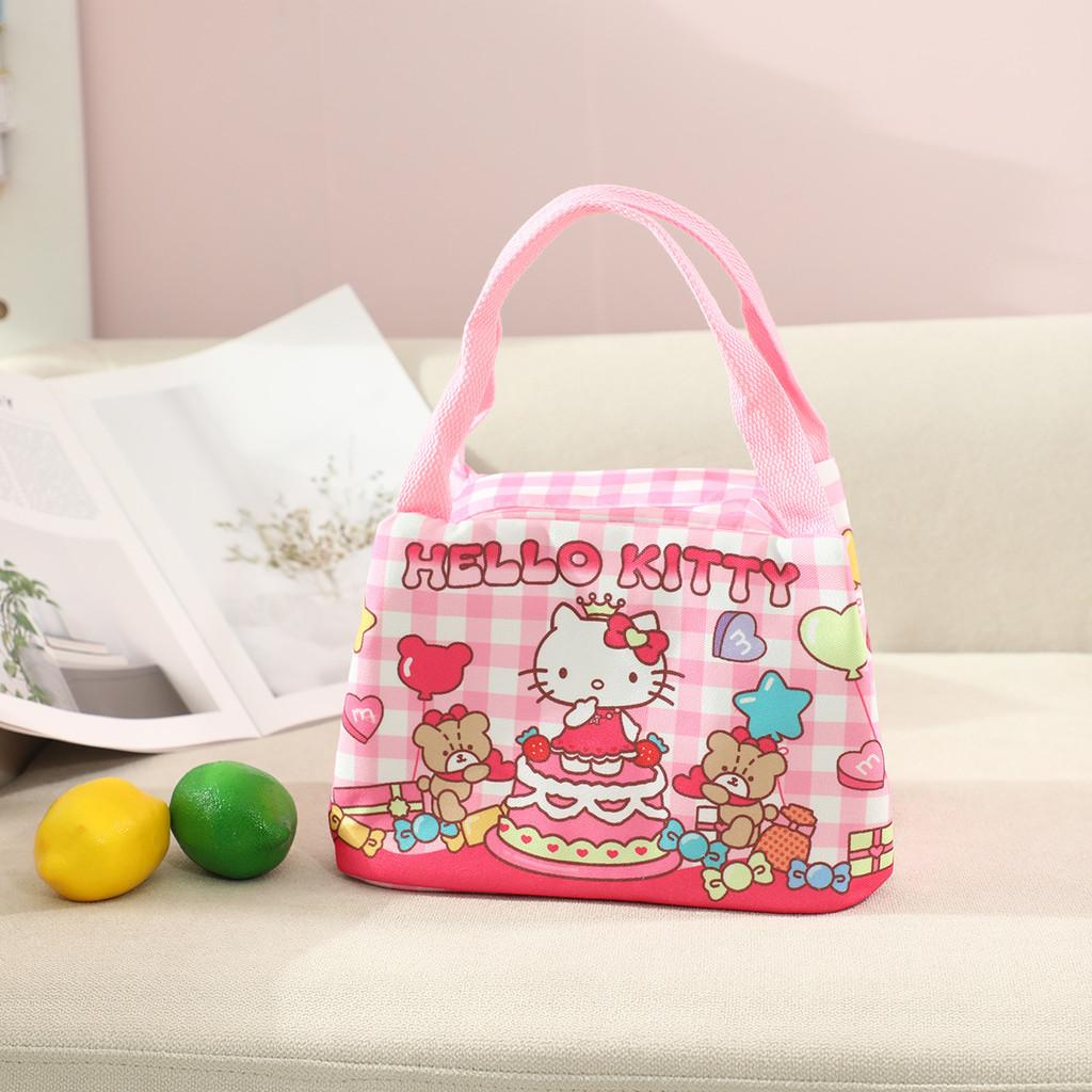 Kids Cartoon Kuromi Melody Print Lunch Bag Insulated Canvas For School And Daily Use