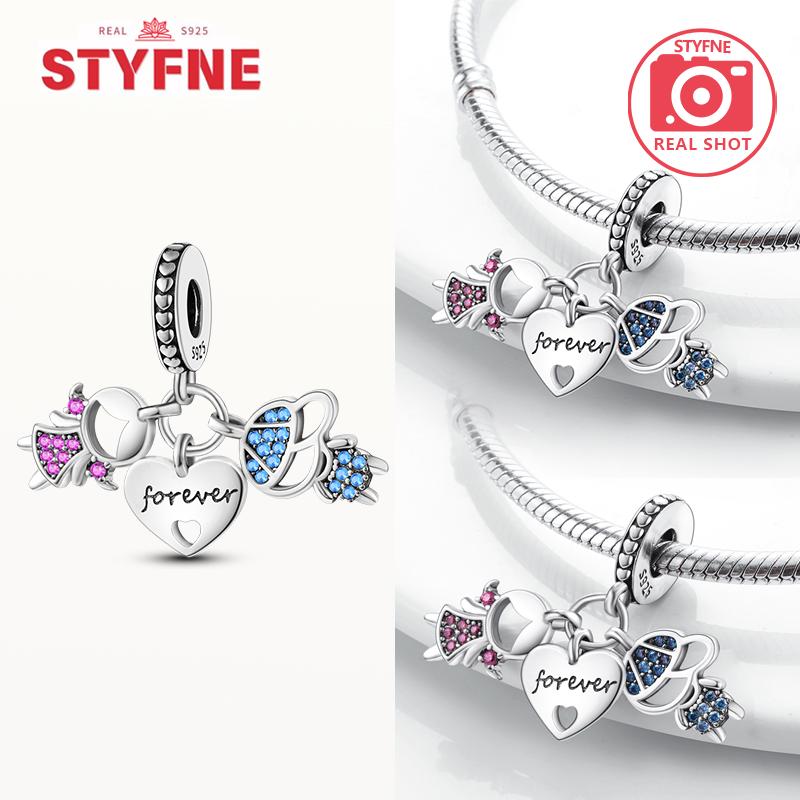 New 925 Silver Sparkling Magic Cube Love Charm Red Heart Beads DIY for Women Bracelet Fine Jewelry Gift Accessories
