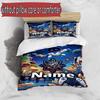 3pcs Duvet Cover Set (1*Duvet Cover + 2*Pillowcase, Without Core), Custom Name Cosmic Bot Crew Pattern Bedding Set, Home Bedroom Decor Gift