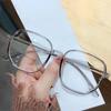 Fashion Anti Blue Light Glasses Large Square Metal Transparent Frame Women Computer Gaming Eye Protection Plain Spectacles