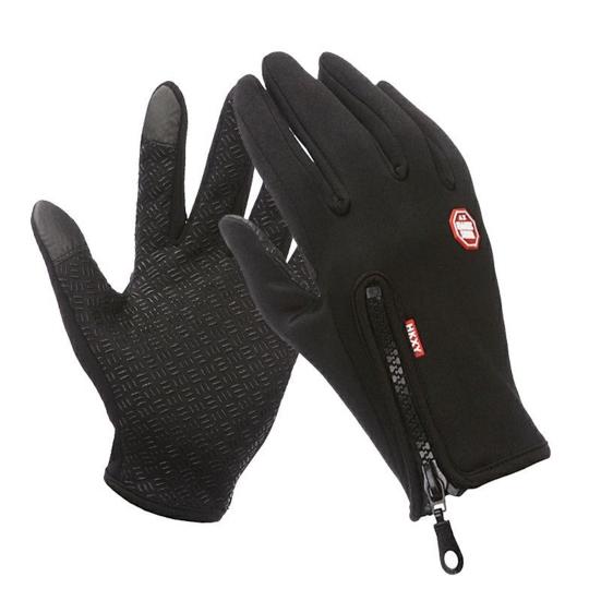 1 пара зимних перчаток, водонепроницаемые, износостойкие, противоскользящие, для велоспорта, скалолазания, на молнии, толстые, плюшевые, ветрозащитные, для сенсорного экрана на пять пальцев, для спорта на открытом воздухе, для вождения