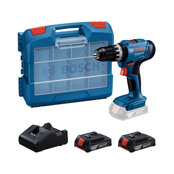 Perceuse à percussion sans fil BOSCH PROFESSIONAL - GSB 18V-25 - 2 batteries GBA 2,0Ah + chargeur GAL 18V-20 + 63 accessoires