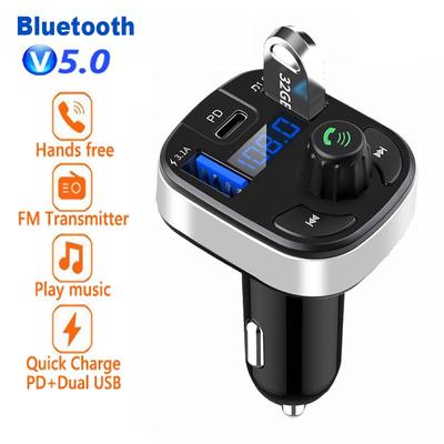 Автомобильный Bluetooth 5.0 FM-передатчик Dual USB 3.1A Быстрое зарядное устройство Автомобильный светодиодный MP3-модулятор плеер Беспроводной аудиоприемник громкой связи