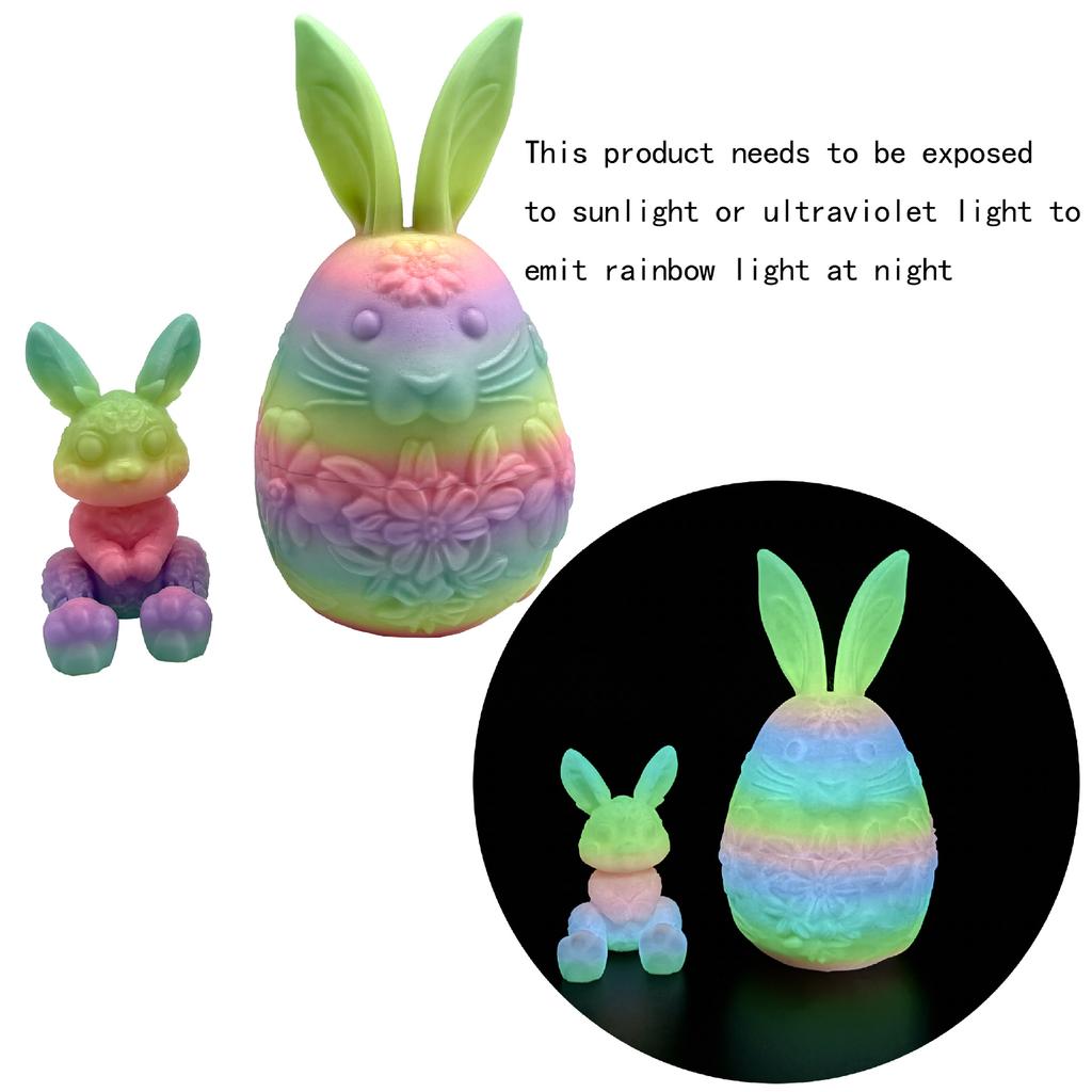 Cute 3D Printed Easter Rabbit Eggs with Mini Surprise Toys for Kids Birthdays Party Favors Gifts Christmas Goodies Filler