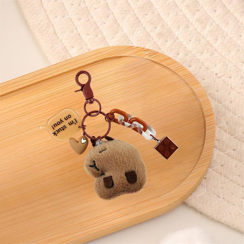 Милая подвеска в виде капибары, плюшевая кукла, брелок для ключей, пушистое животное, брелок, подвеска для автомобиля, рюкзак, украшение, детский подарок на день рождения