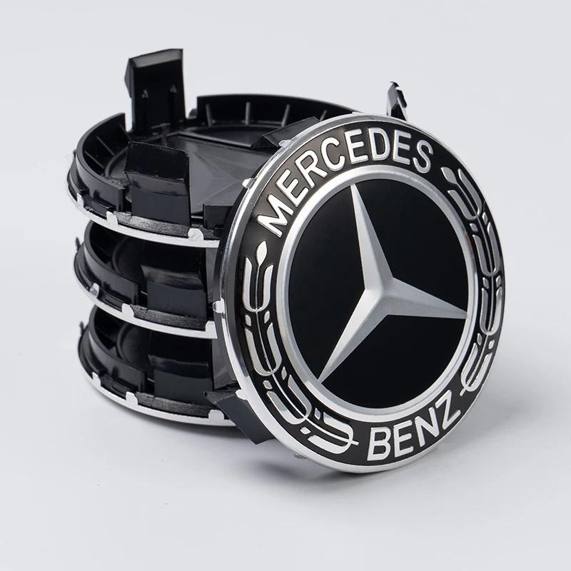 New 4 Pieces/Set Mercedes Benz AMG Wheel Center Hub Caps 75mm Diameter with Embossed Benz Emblem Tire Rim Covers for W203 W206 W220