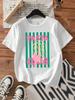 ZX Tee Pasta Fork Pattern Round Neck  T-shirt Short Sleeve Trend Printing Elastic Half Sleeve T-shirt My Body My Choice