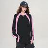 Sweet and cool style contrasting long-sleeved T-shirt for women