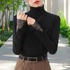 Женские топы-джемперы Slim Fit с высоким воротником и длинными рукавами, с разрезами, кружевными манжетами, однотонные топы-джемперы