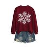 Women's Loose Comfortable Casual And Fashionable Round Neck Snowflake Pattern Printing Long Sleeved Sweatshirt