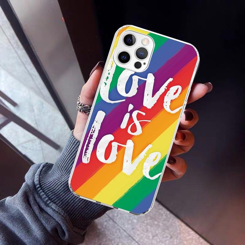 Love Is Love LGBT Rainbow Phone Case For iPhone 17 Air 16 15 Pro Max 14 Plus 13 Mini 12 11 Cover 7 8 SE Silicone Shell Print Fun