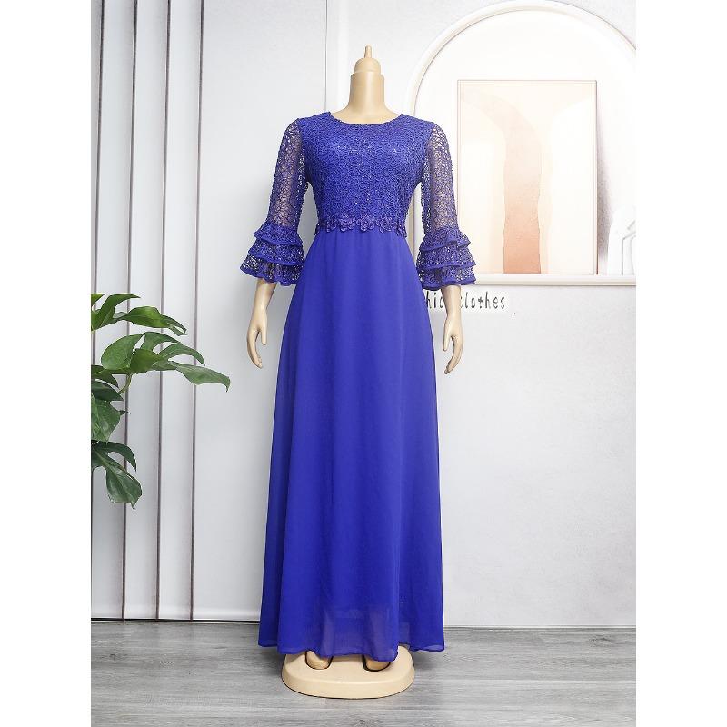 Плюс Размер Женщин Новое Модное Кружевное Шифоновое Платье