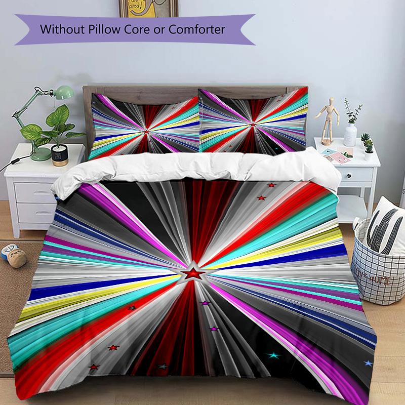 3pc Starburst Spectrum Cover Set - 1 Quilt Cover + 2 Pillowcases, All Seasons Bedroom Setting, Perfect for Home029