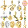 Серия Gold DIY Шармы Бусина Оригинальная Медь Инкрустированная Цирконием Подвески Солнце Леопард Подходят для Браслета Ювелирный Подарок Маркировка