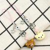 Cute Bell Bear Pendant Matching Phone Keychains Handmade Rilakkuma Strawberry Beaded Accessories Couple Gifts 6
