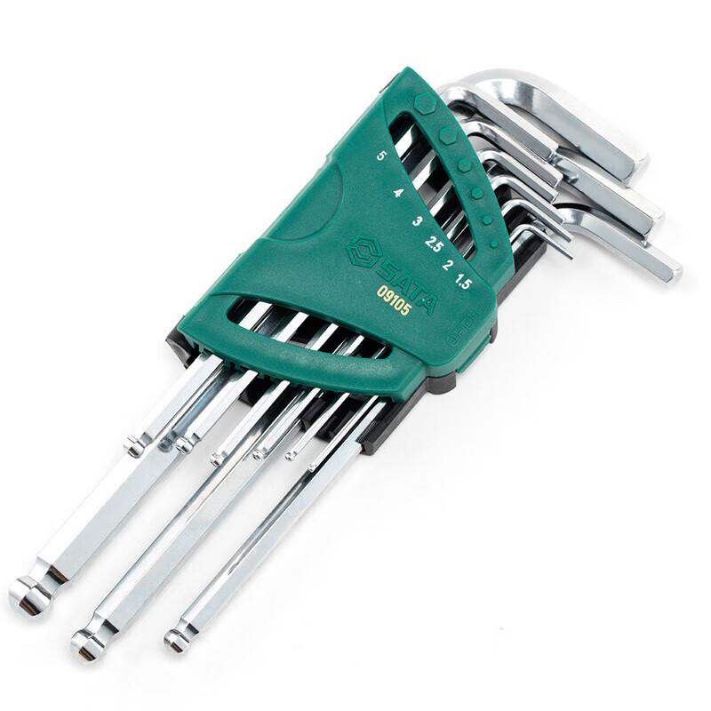 SATA Набор из 9 удлиненных шестигранных ключей с шаровым наконечником