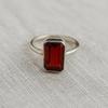 Red Garnet Ring: 925 Sterling Silver Octagon Minimalist Bohemian Ring Everyday Wear Jewelry
