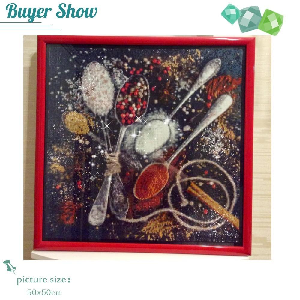 HC DIY Diamond Painting Kitchen Cross Stitch Diamond Embroidery Full Square Picture Rhinestones