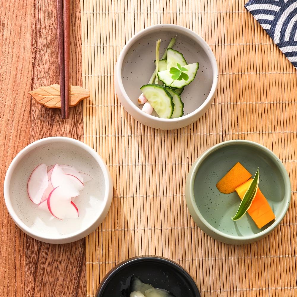 Korean Ceramic Dipping Dish Set for Hotpot BBQ Sauce with Sesame Dot Design Small Condiment Bowls