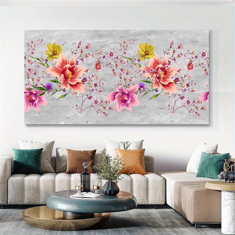 Абстрактные цветы Художественные картины для гостиной Холст Постеры и принты Розовый Фиолетовый Желтый Полевые цветы Украшение для спальни Картина