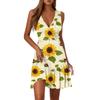 Ladies Casual Fashion V-Neck Sleeveless  Print Dress