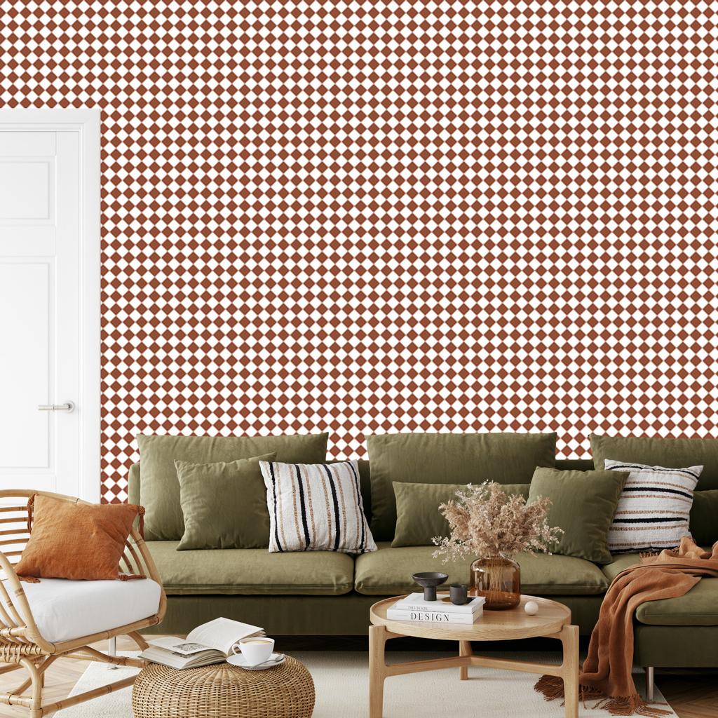 Geometric rhombus wallpaper beige and orange for living room and bedroom 50x1000