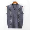 Мужской вязаный жилет с V-образным вырезом - Плотный, без рукавов, идеально подходит для мужчин среднего и пожилого возраста, идеально для осени и зимы