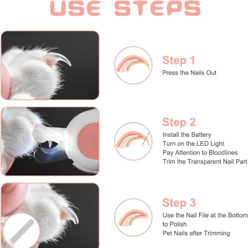 Dog Cat Pet Nail Clippers, Dog Nail Clippers and Trimmers with Safety Shield and LED Lights, Pet Toenail Clippers for Large, Medium and Small Pets,