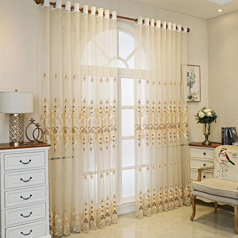 European Luxury Atmospheric Embroidery Window Curtain Living Room Balcony Bedroom Partition Sunshade Villa Curtain