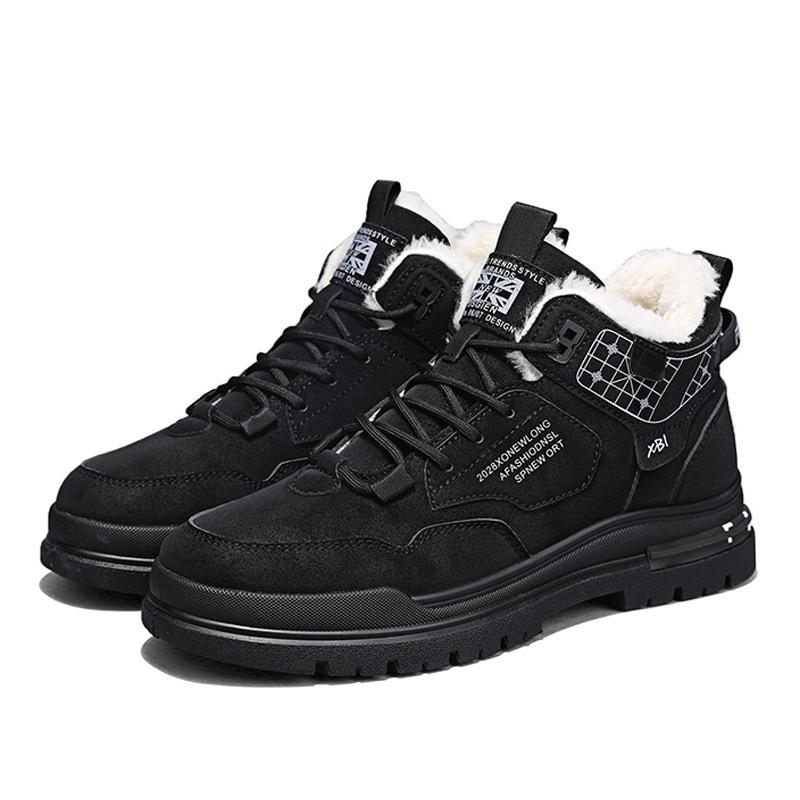 Зимние флисовые кроссовки athleisure мужские универсальные высокие мартинсы зимний флисовый внутренник на высокой подошве мотоциклетные трендовые ботинки