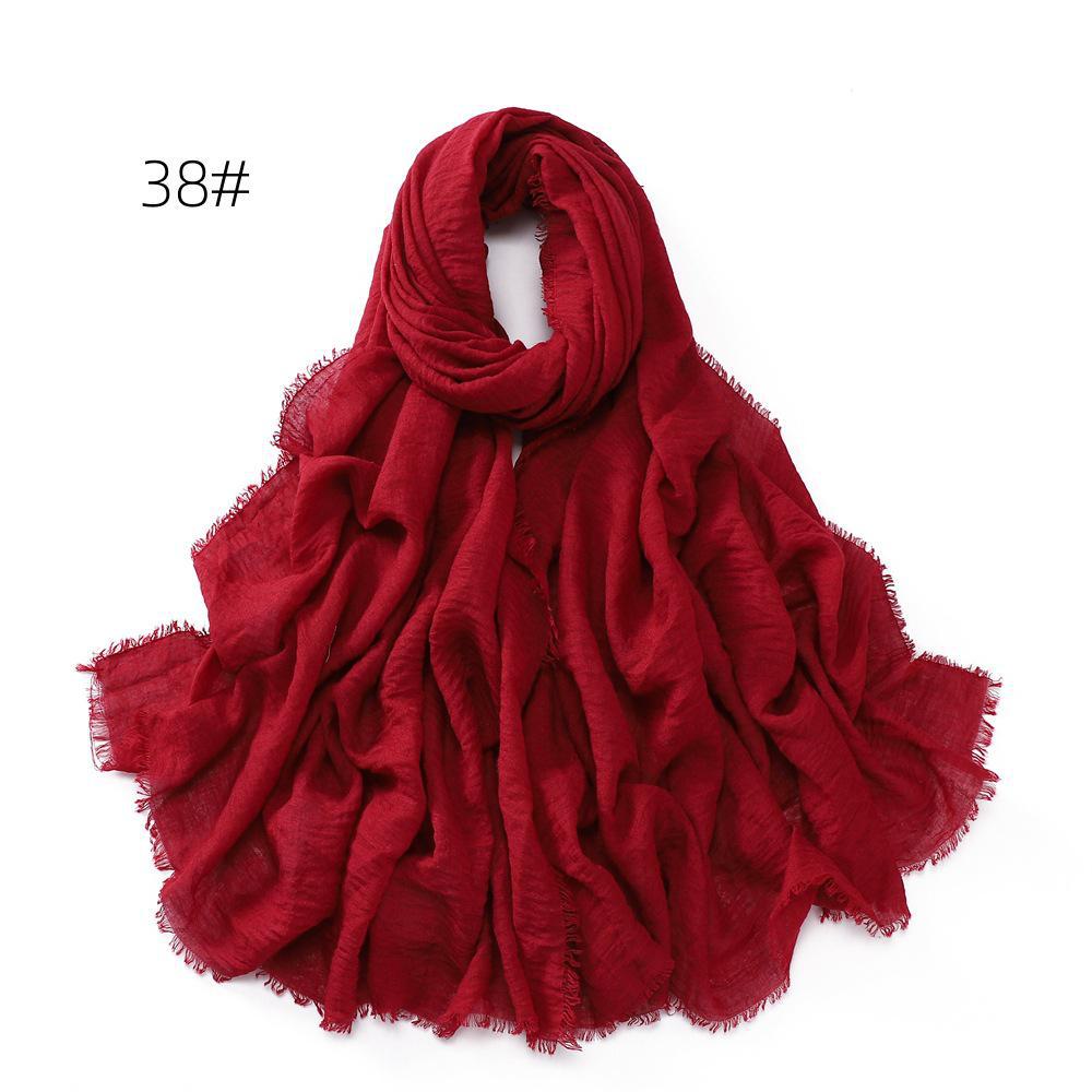 High-Quality Cotton Linen Gauze Scarf: Breathable, Encrypted Sunscreen, Four-Circle Fringe Shawl, Women's Malay Head Scarf