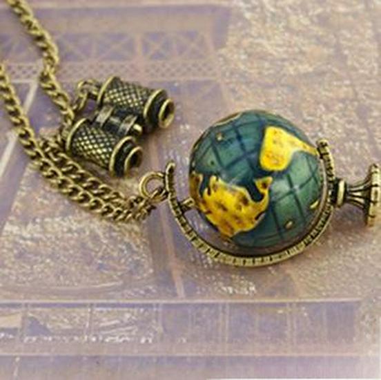 C146 Винтажный ретро мини-телескоп глобус кулон длинное ожерелье цепочка свитер