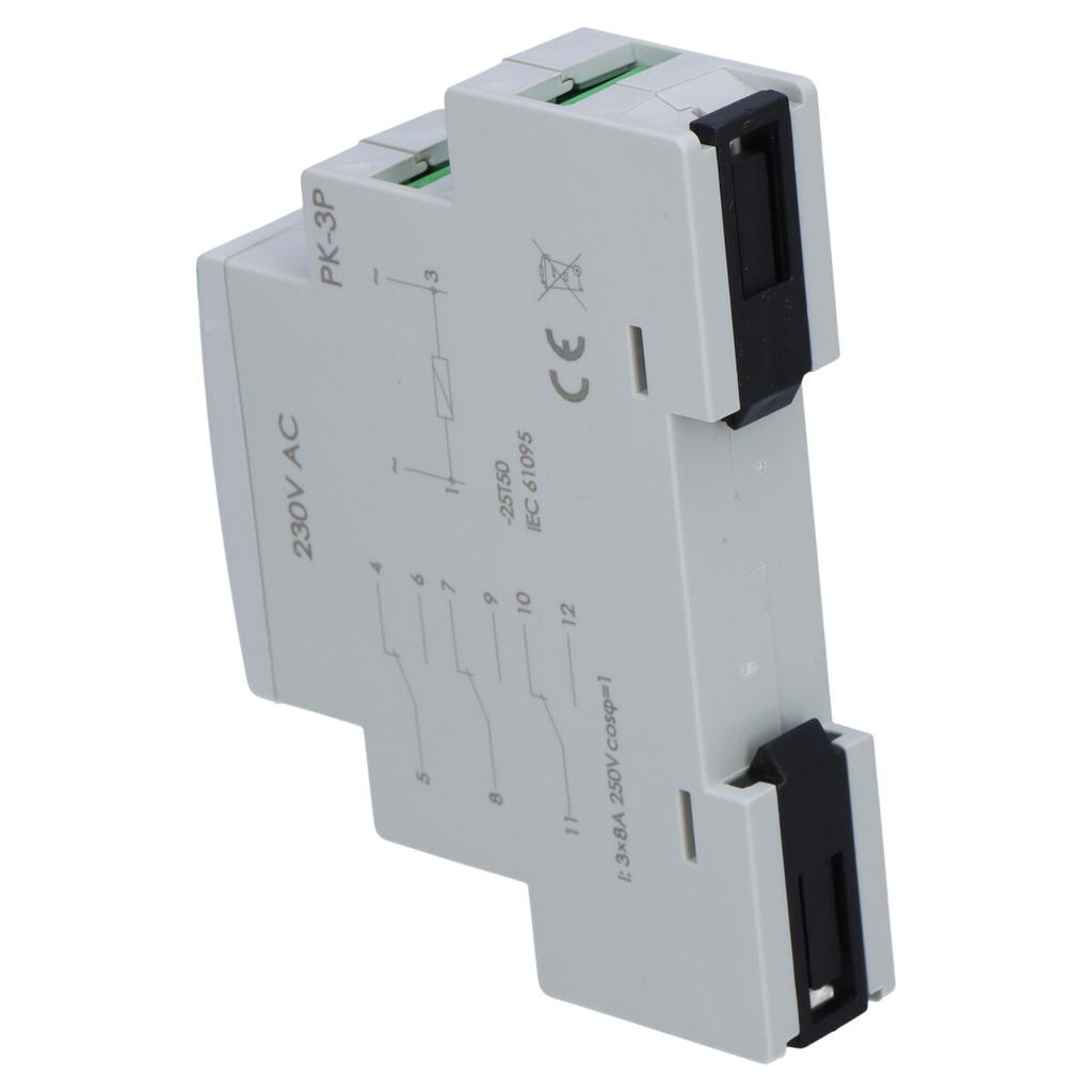 Electromagnetic relay PK-3P 230V AC, contact: 3P I=3x8A, 1 module