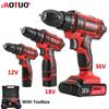12/18V/36V Double Speed Cordless Drill Electric Screwdriver Mini Wireless Power Driver DC Lithium-Ion Battery 3/8-Inch
