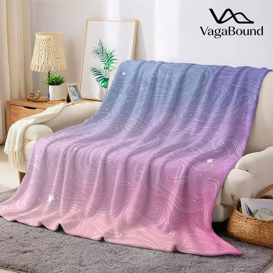Van Gogh Gradient Starry Sky Flannel Blanket Warm Soft Halloween Christmas Decorative Couch Warm Cozy All-Season Gift