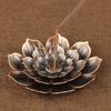 1PC Alloy Incense Burner Stick Holder Buddhism Lotus Line Incense Plate Sandalwood Coil Base Temples Yoga Studios Home Decoration