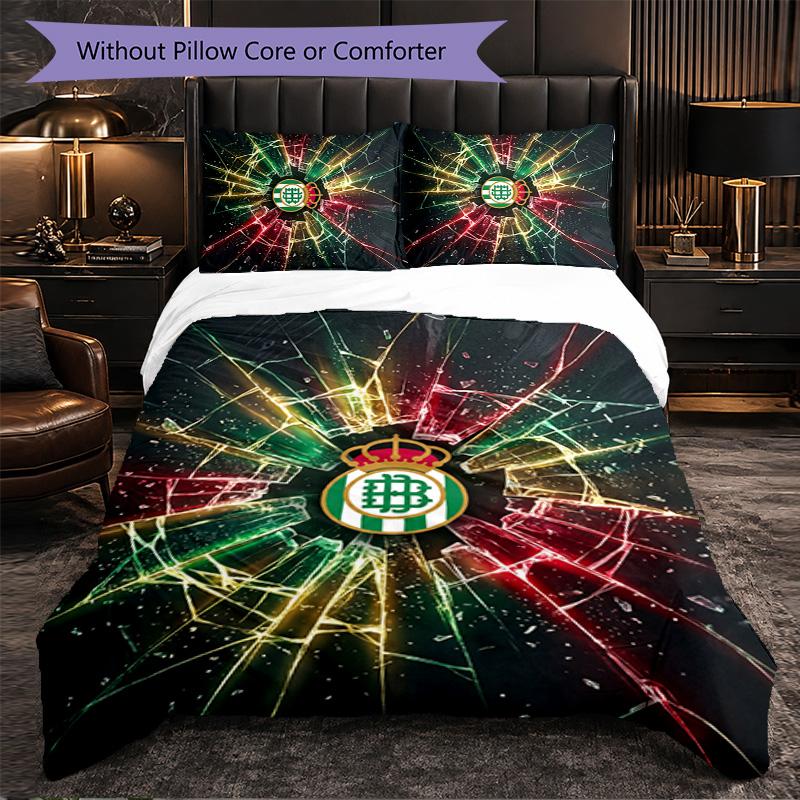 Real Betis Football 3 Piece Bedding Set Soft Duvet Cover Set with Pillowcases Printed Bedroom Decor Set for Home