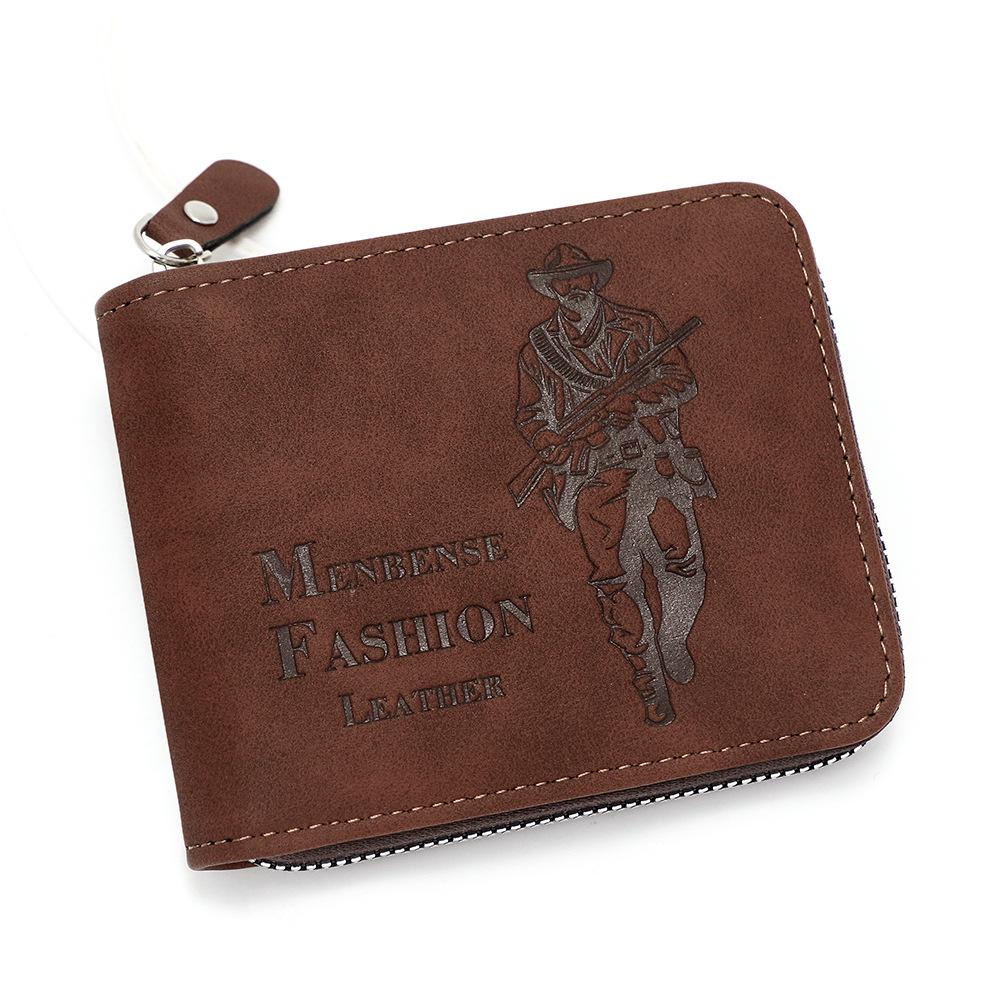 Men's Tri-Fold Embossed Hunter Wallet with Chain and Multi-Card Slots