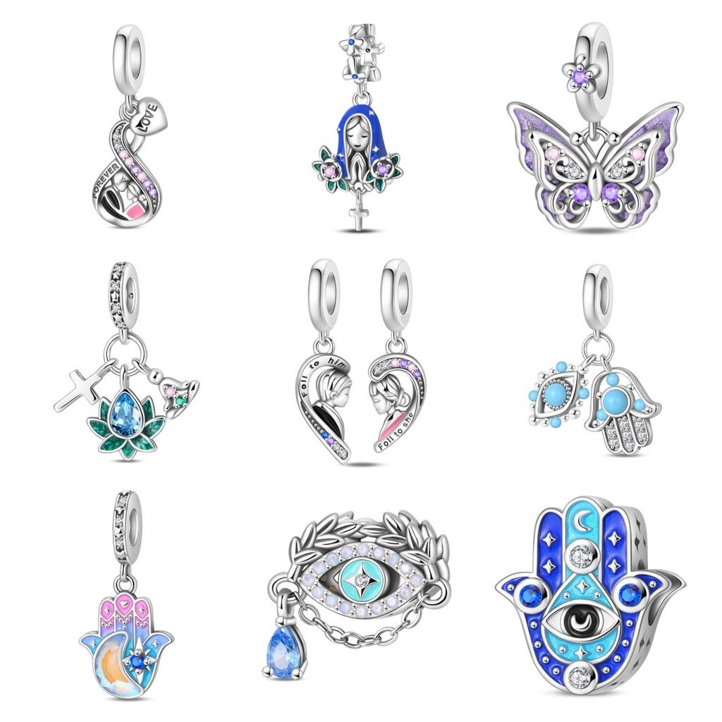 2026 Fashion Guardian's Hand Demon's Eye Charm Charm Charm Beads DIY Jewelry Bracelet Accessories Women's 925 Silver